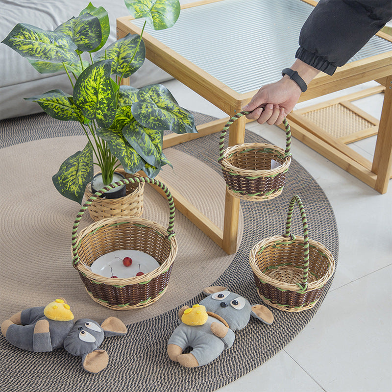 Braided Storage Basket with Decorative Cotton Handles | TheKanta