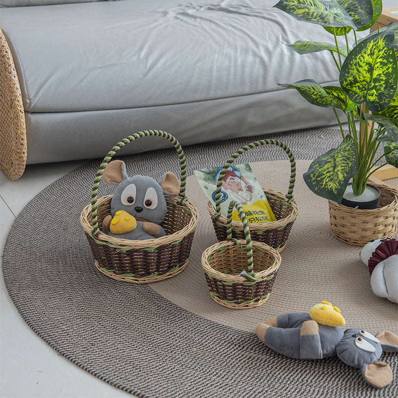 Braided Storage Basket with Decorative Cotton Handles | TheKanta