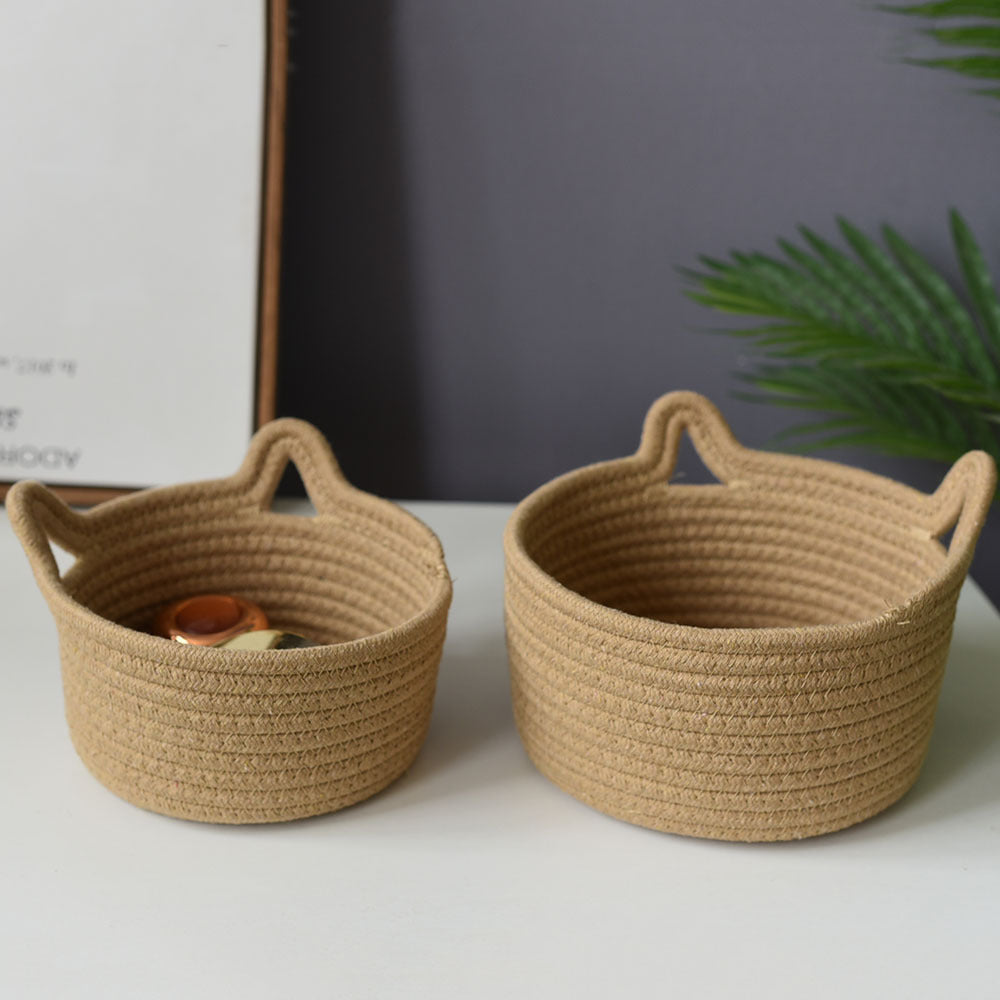 Cat-Eared Woven Storage Basket | TheKanta