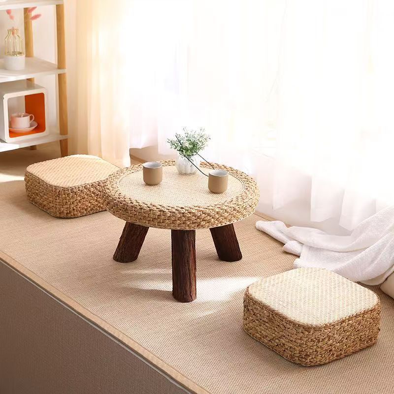 Chair Set Woven Natural Fiber Wood | TheKanta