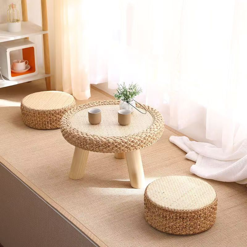 Chair Set Woven Natural Fiber Wood | TheKanta