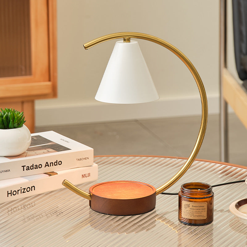 Crescent Arc Table Lamp with Leather Base | TheKanta
