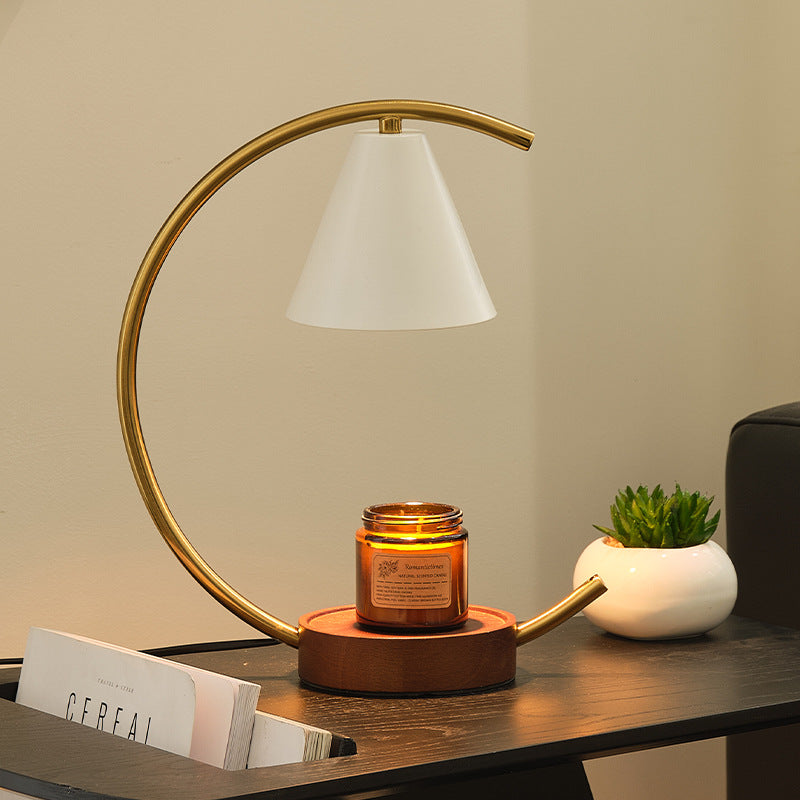 Crescent Arc Table Lamp with Leather Base | TheKanta
