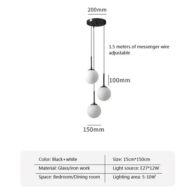 Dalruna Glass Ball Pendant Lamp