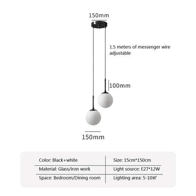 Dalruna Glass Ball Pendant Lamp