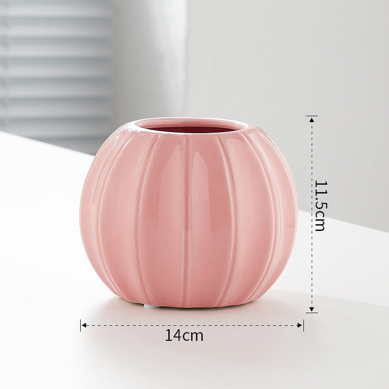 Decorative Ceramic Vase with Modern Ribbed Design | TheKanta