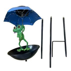 Decorative Garden Birdhouse Stake with Protective Umbrella and Playful Frog Decoration | TheKanta