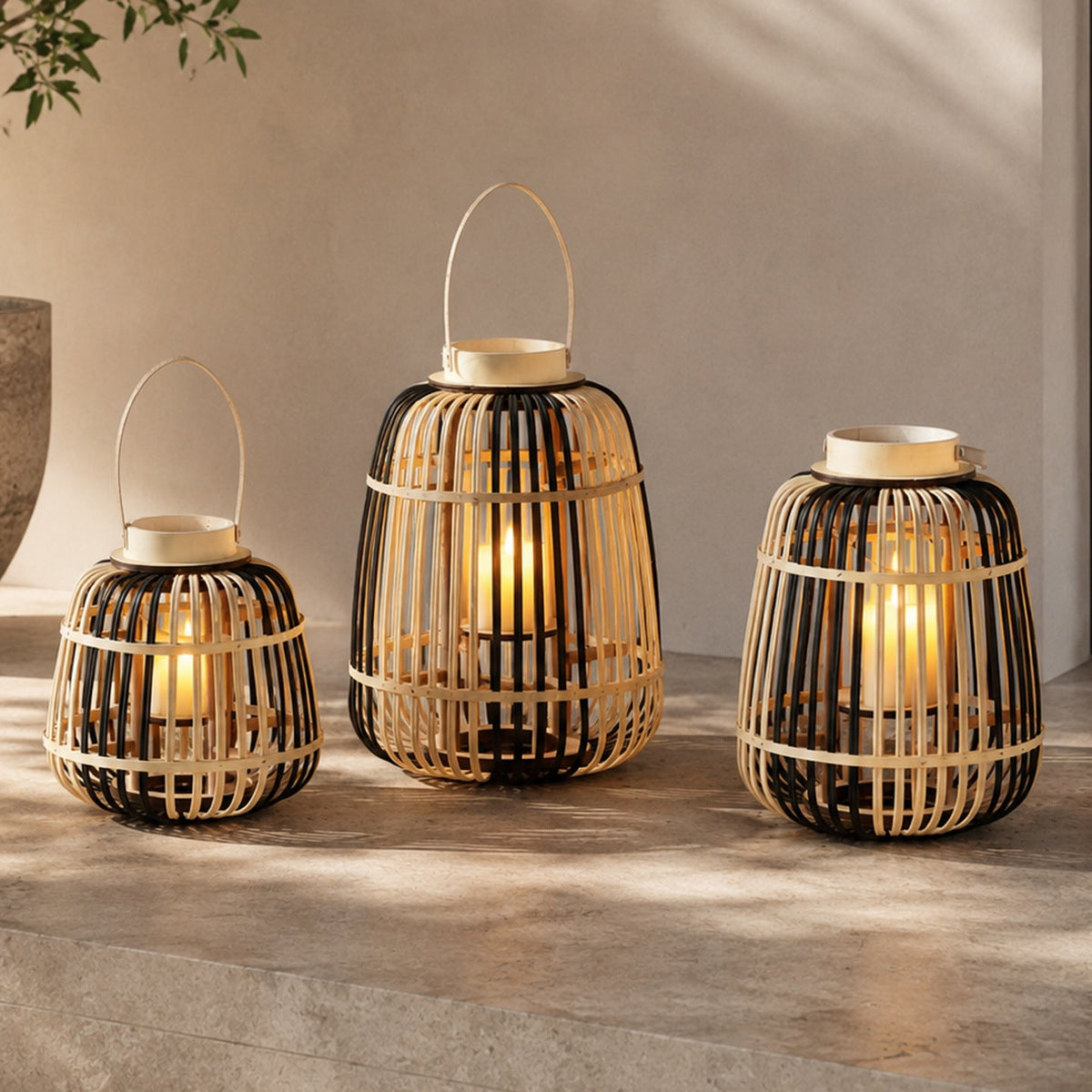 Decorative Lantern Bamboo LED Illuminated | TheKanta