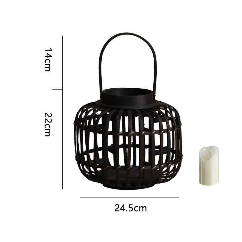 Decorative Lantern Woven Natural Fiber Metal | TheKanta