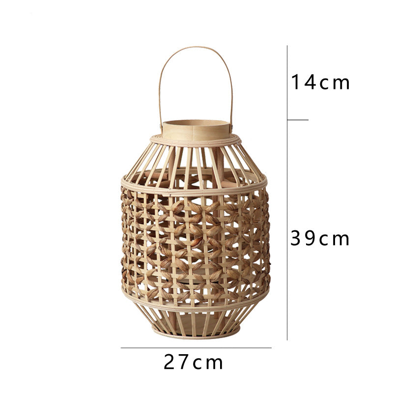Decorative Lantern Woven Natural Fiber Wood | TheKanta