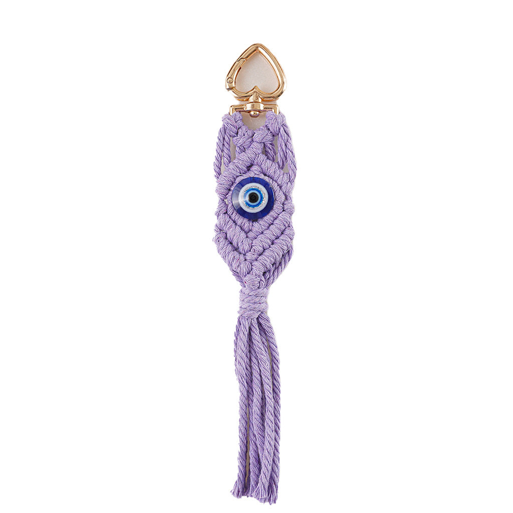 Decorative Macrame Keychain Holder Off White Gray | TheKanta