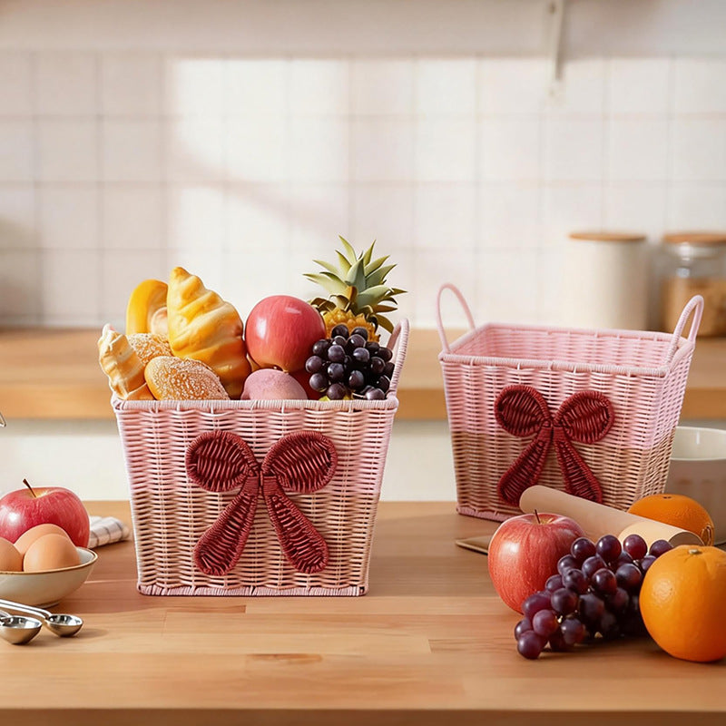 Decorative Woven Storage Basket with Bow Design | TheKanta