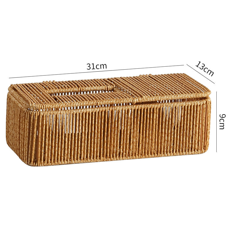 Decorative Woven Tissue Box Cover Light Brown | TheKanta