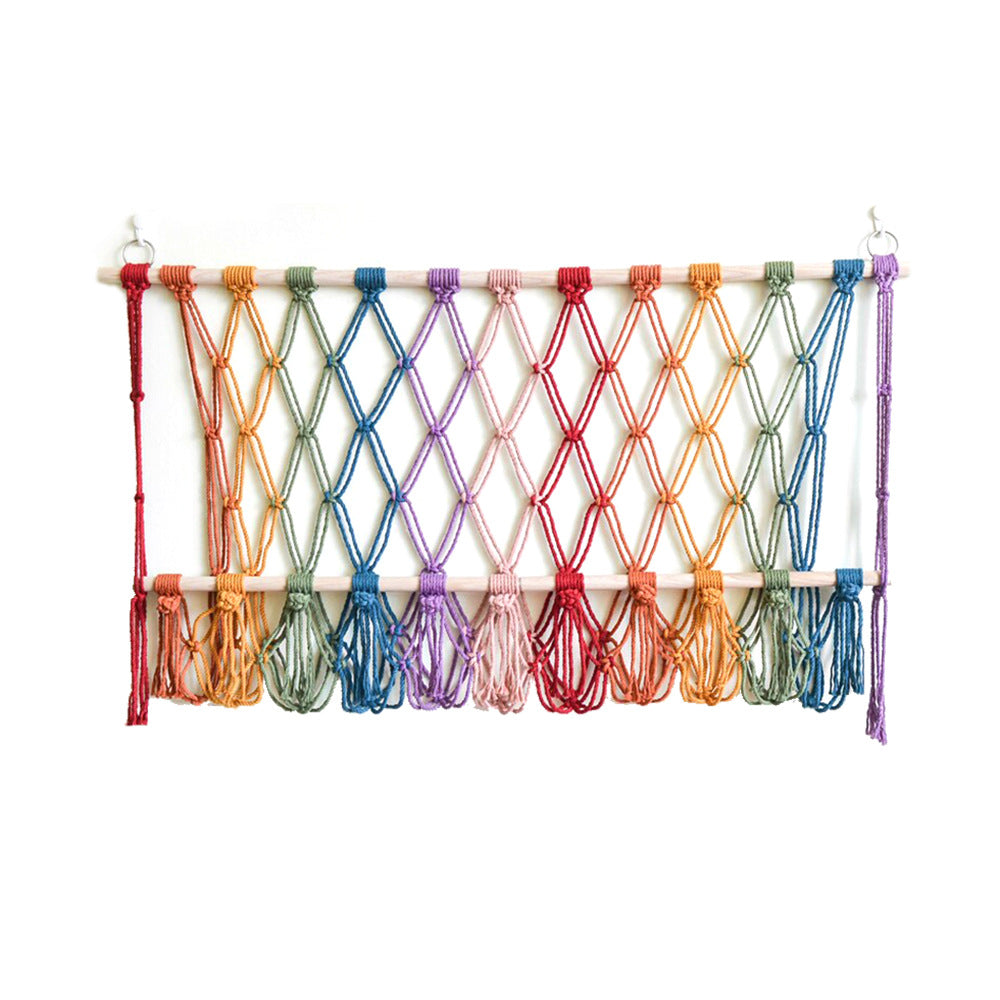 Elegant Macrame Wall Hanging with Decorative Tassels and Wooden Frame | TheKanta