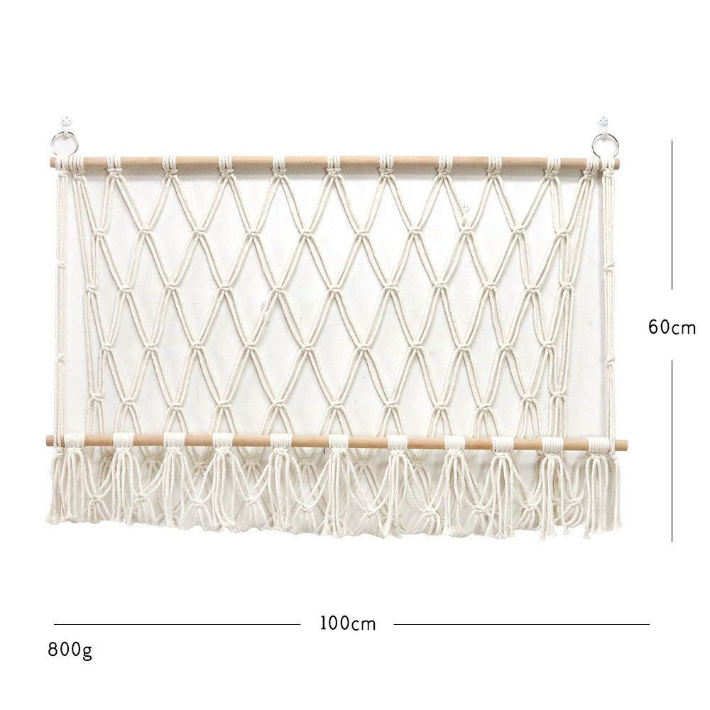 Elegant Macrame Wall Hanging with Decorative Tassels and Wooden Frame | TheKanta