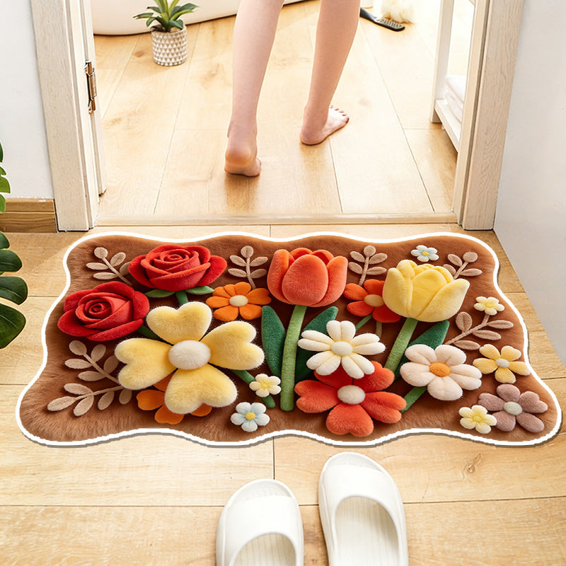 Floral-Themed Waterproof Area Rug | TheKanta