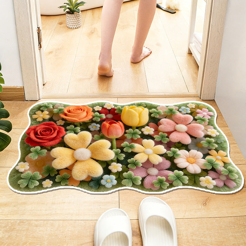 Floral-Themed Waterproof Area Rug | TheKanta