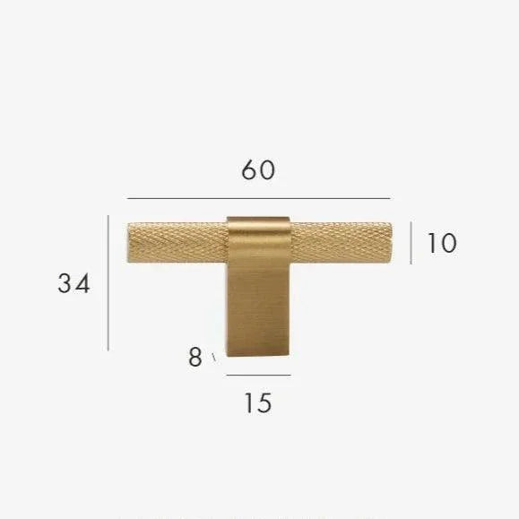 Frymita Brass Knurled T-Bar Handle