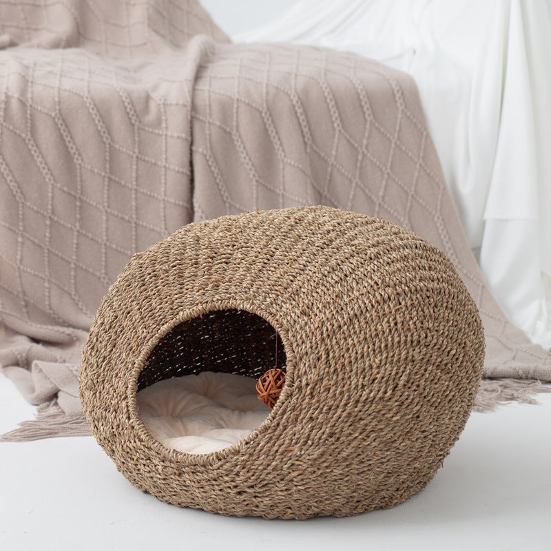 Handmade Cat Cave made from Natural Rattan | TheKanta