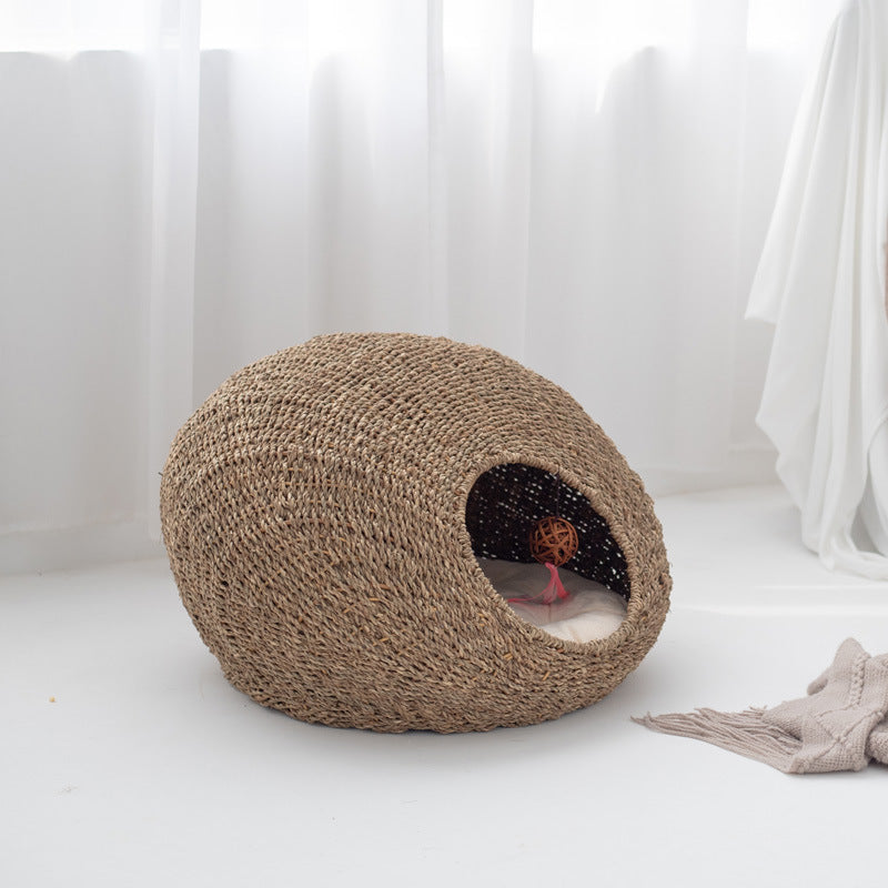 Handmade Cat Cave made from Natural Rattan | TheKanta