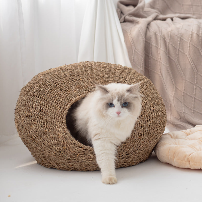 Handmade Cat Cave made from Natural Rattan | TheKanta