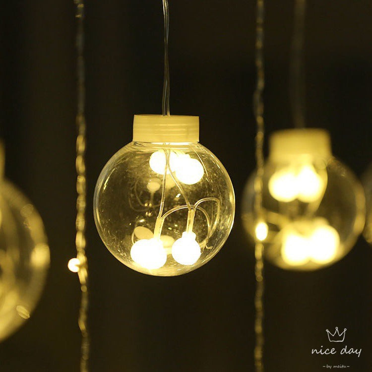 LED Acrylic Hanging Christmas Curtain Light Set with Reindeer Tree Bell and Star Ornaments | TheKanta