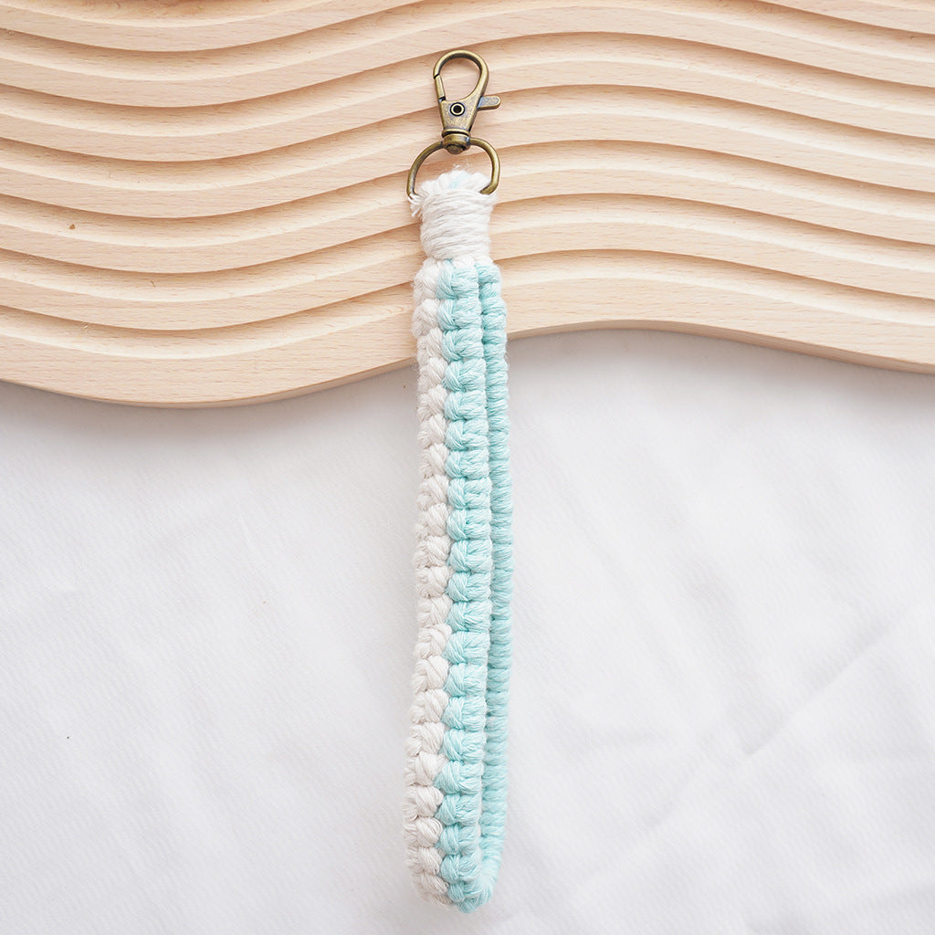 Macrame Keychain Holder Apricot Blue | TheKanta