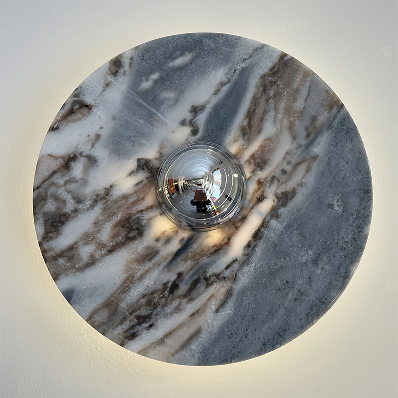 Marble Pattern Background Illuminating Circular Wall Lamp Pair | TheKanta
