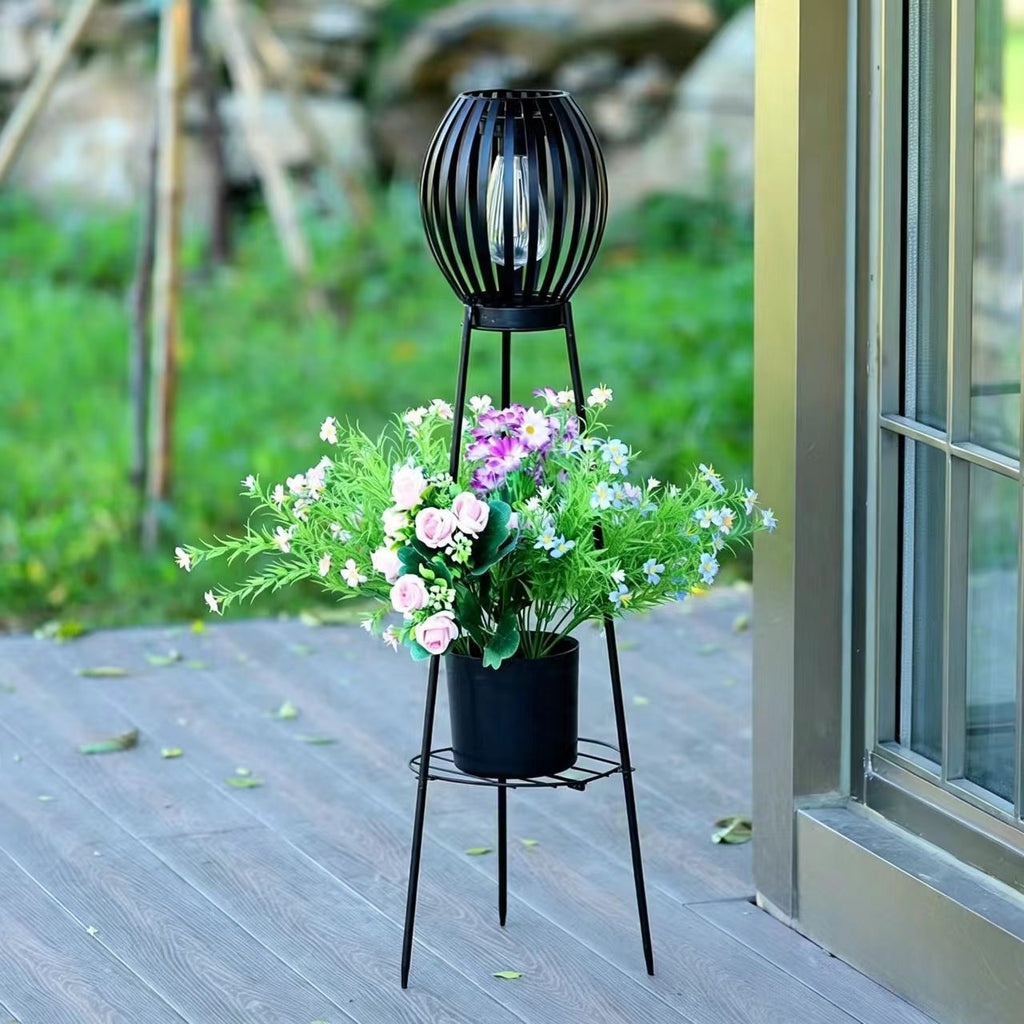 Outdoor Solar Hanging Lights in Metal Cage with Warm LED Candle Light | TheKanta