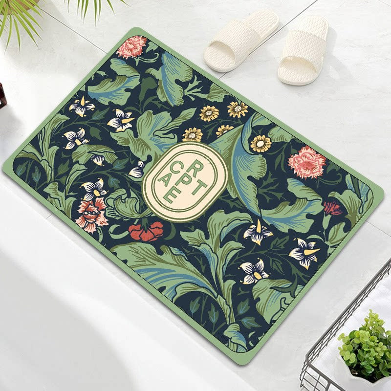 Oval Floral Design Bath Mat | TheKanta