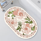 Oval Floral Design Bath Mat | TheKanta