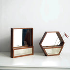 Rustic Wall Mirror with Natural Rattan Frame | TheKanta