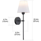 Slim Rod Wall Light Pair with Fabric Shade and Concealed Mounting | TheKanta