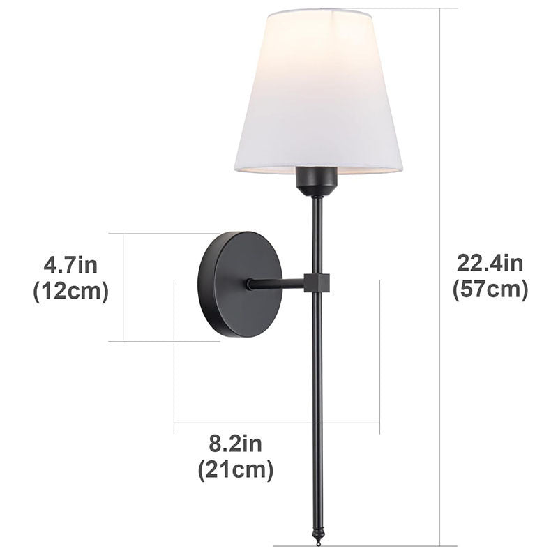 Slim Rod Wall Light Pair with Fabric Shade and Concealed Mounting | TheKanta