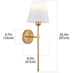Slim Rod Wall Light Pair with Fabric Shade and Concealed Mounting | TheKanta