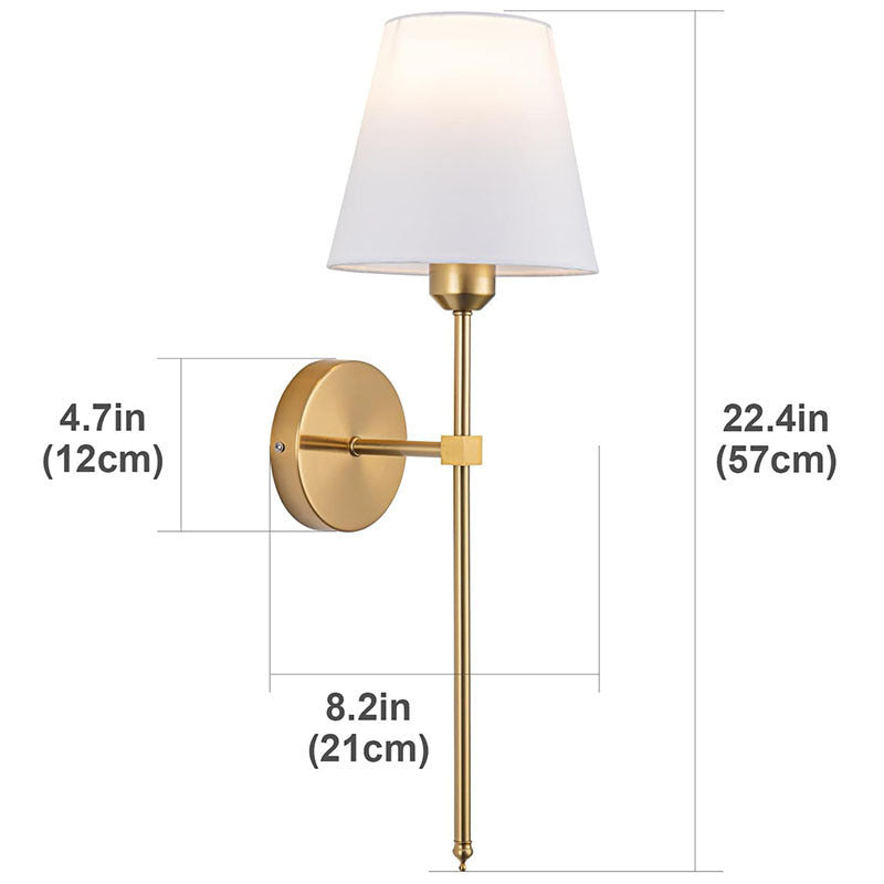 Slim Rod Wall Light Pair with Fabric Shade and Concealed Mounting | TheKanta