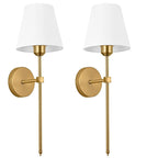 Slim Rod Wall Light Pair with Fabric Shade and Concealed Mounting | TheKanta