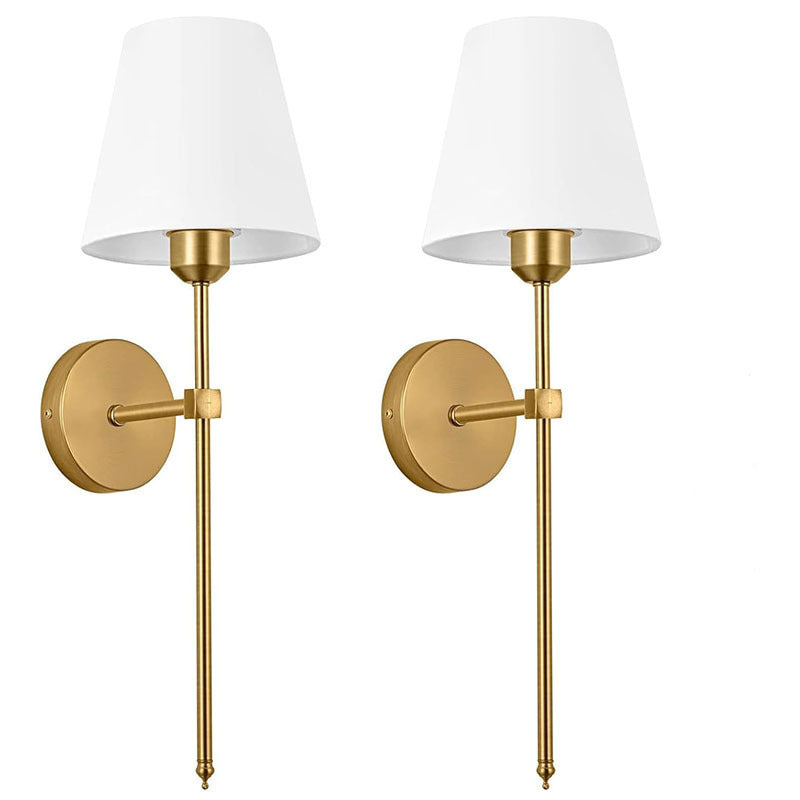 Slim Rod Wall Light Pair with Fabric Shade and Concealed Mounting | TheKanta
