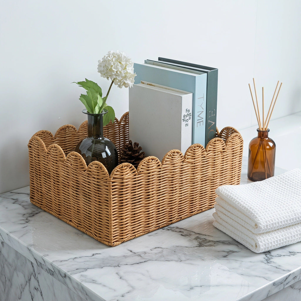 Storage Basket Offwhite M Khaki | TheKanta