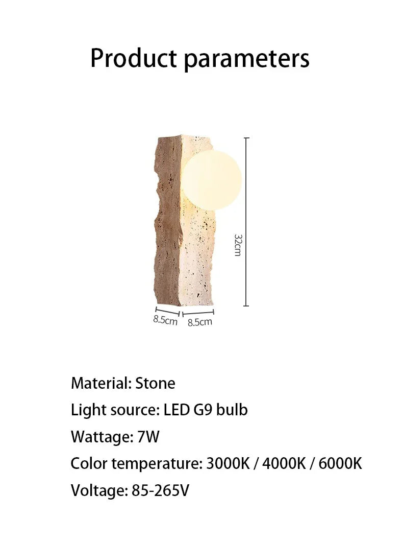 Valstessa Travertine Wall Lamp
