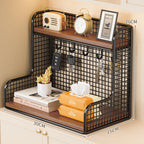 Wall-Mounted Double Shelf Organizer with Hooks | TheKanta