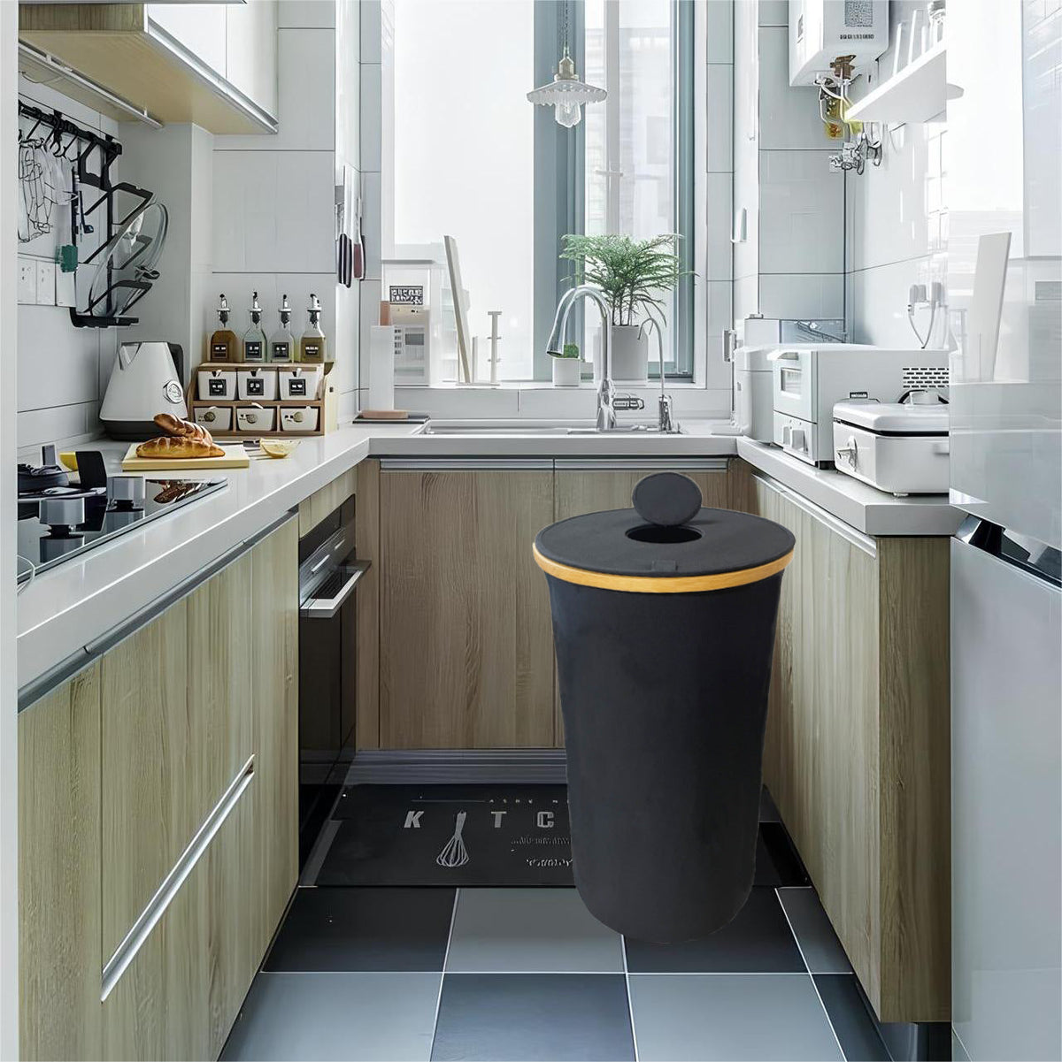 Waste Bin with Bamboo Lid | TheKanta