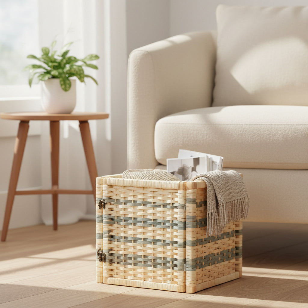 Woven Storage Basket with Removable Lid | TheKanta